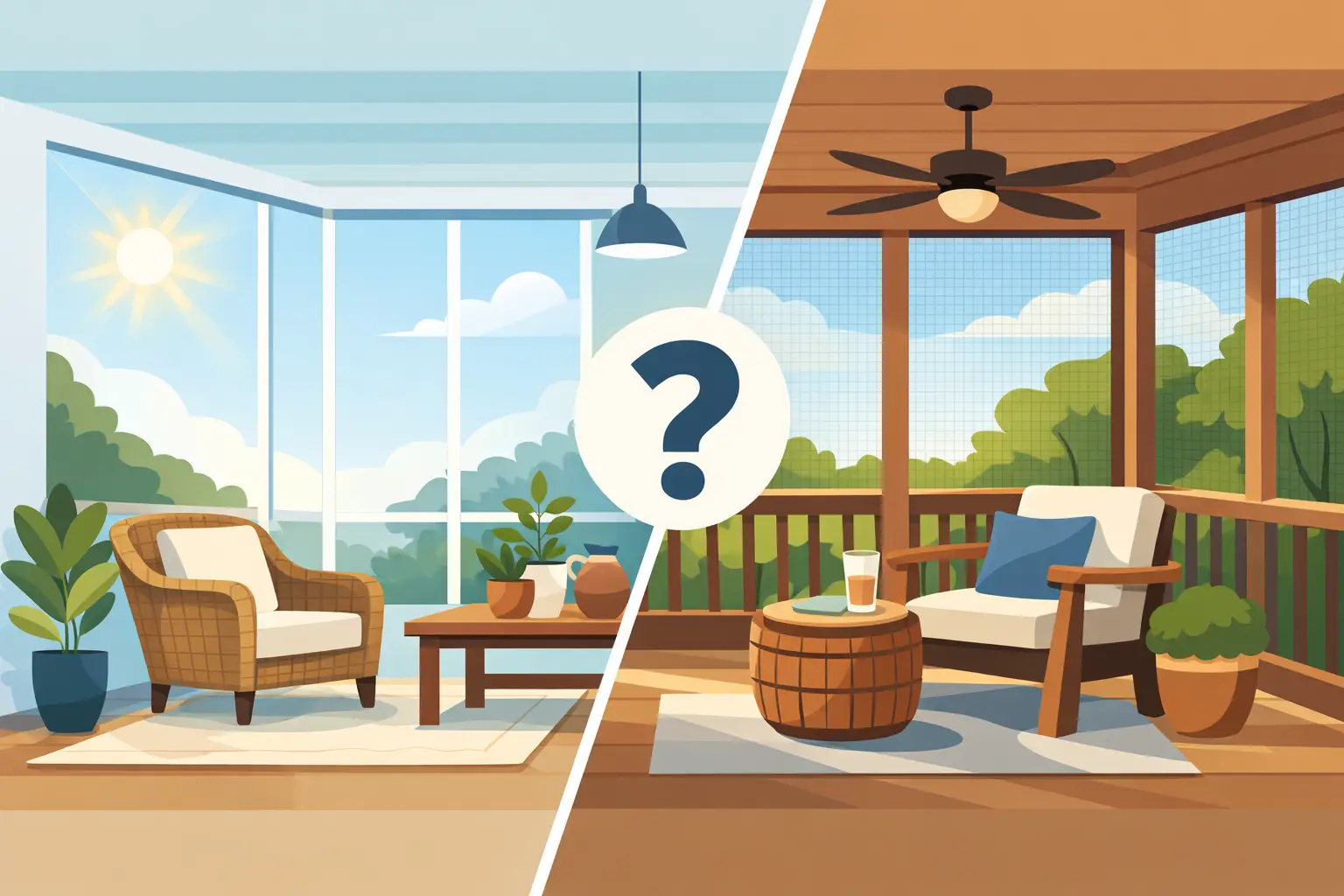 Sunroom vs Screened Porch: Which Fits?